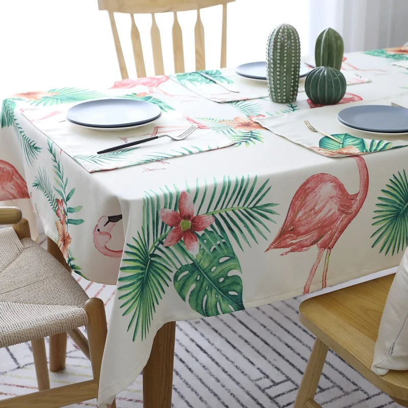 Nordic Rectangular Tablecloth Flamingos Design Dining