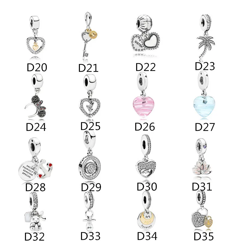 

Anomokay Authentic 925 Sterling Silver Love Heart Tree Flower Pendants Bead fit Original Pandora Bracelets Necklace DIY Jewelry
