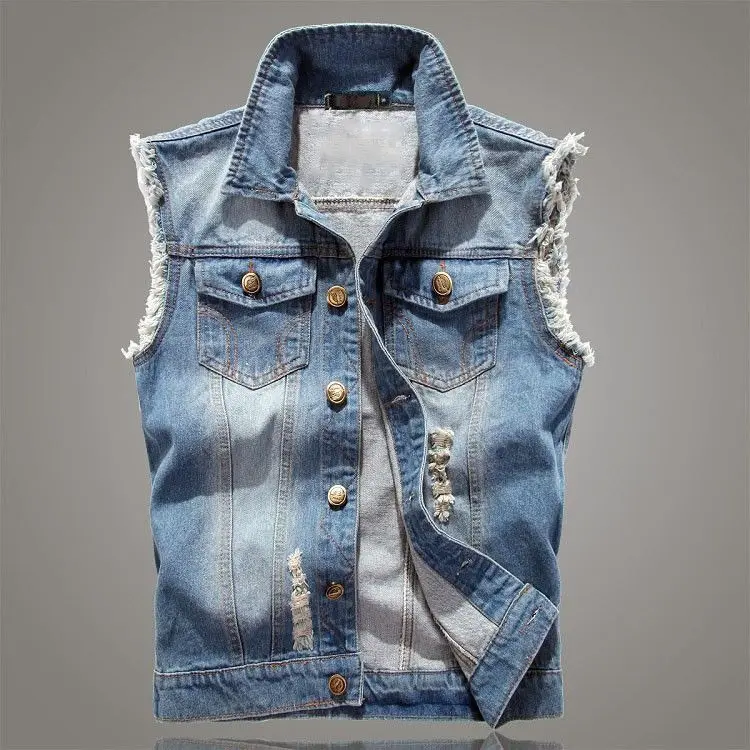 Gilet di jeans slim slim da uomo stile estivo giacca da moto senza maniche  in denim colete gilet da Cowboy maschile maschile Plus Size  040703|waistcoat styles|jeans vestmalee waistcoat - AliExpress