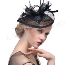 Новинка, головной убор из пряжи с перьями, модная шляпа, элегантные женские вечерние винтажные головные уборы для свадебной вечеринки EE2401
