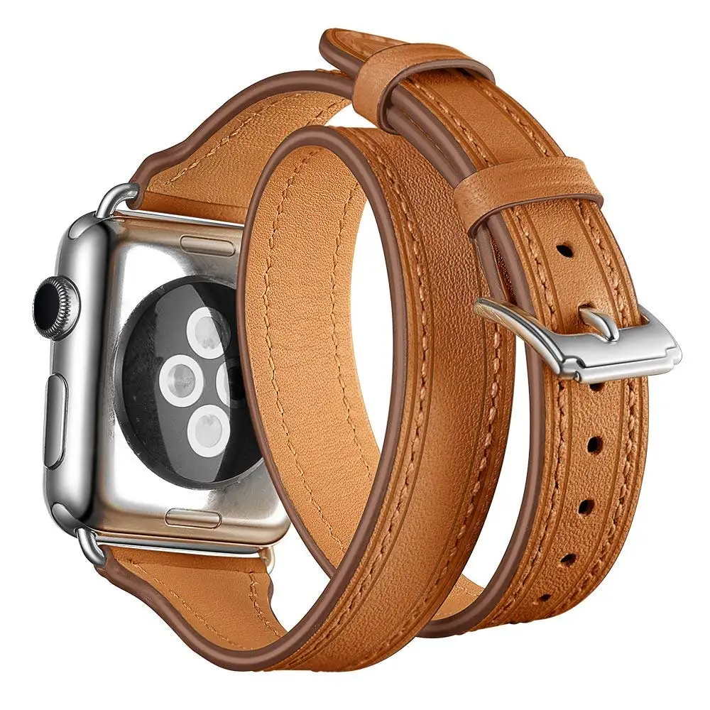 TORQUILA кожаный ремешок для наручных часов Apple Watch Series 4/3/2/1 44 мм/40 мм двойной пряжкой в виде буквы т Форма предназначен ремешок для наручных часов iWatch, 42 мм, 38 мм