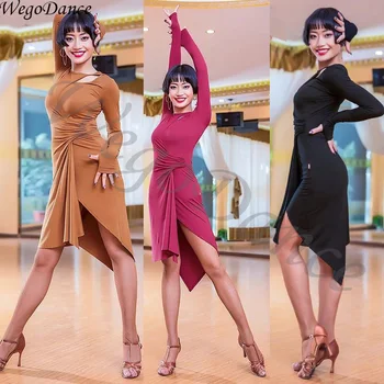 

new long sleeve Latin Dress Professional Dance Blackpool Performance Practice costume woman freeshipping