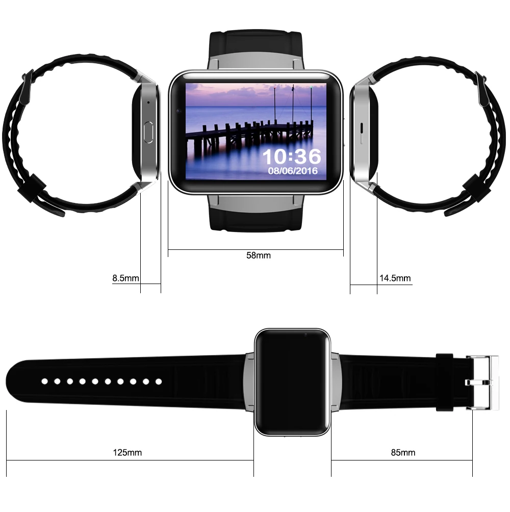 2,2 дюймов DM98 Android Смарт часы 3g WCDMA Bluetooth Smartwatch телефон 900 мАч батарея Носимых устройств MTK6572 двухъядерный gps Wifi