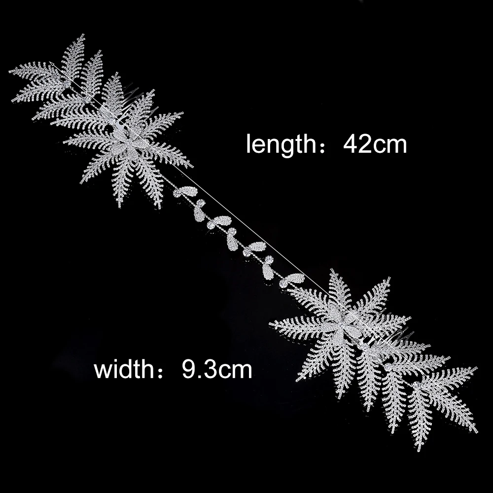 Свадебные аксессуары для волос, ювелирный серебристый цвет, расческа в виде листьев, элегантный дизайн для женщин, BC4744, заколка для волос с цирконием и кристаллами