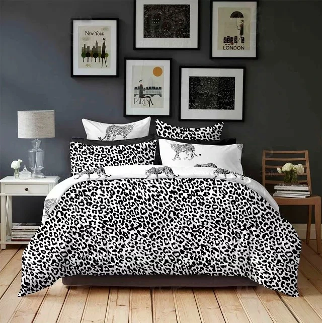 3d Black And White Leopard Animal Print Bedding Set Queen Size Duvet Cover  Bedspread Bed In A Bag Sheets Fashion Brand - Bedding Set - AliExpress