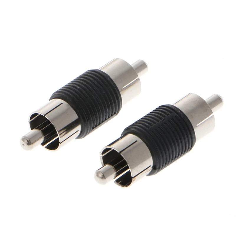 

2 Pcs RCA Male To Male Plug Coupler Connector Audio AV Cable Adapter #Aug.26