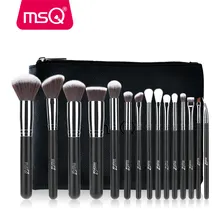 MSQ Pro 15pcs Makeup Brushes Set Powder Foundation Eyeshadow Make Up Brushes Cosmetics Soft Synthetic Hair With PU Leather Case