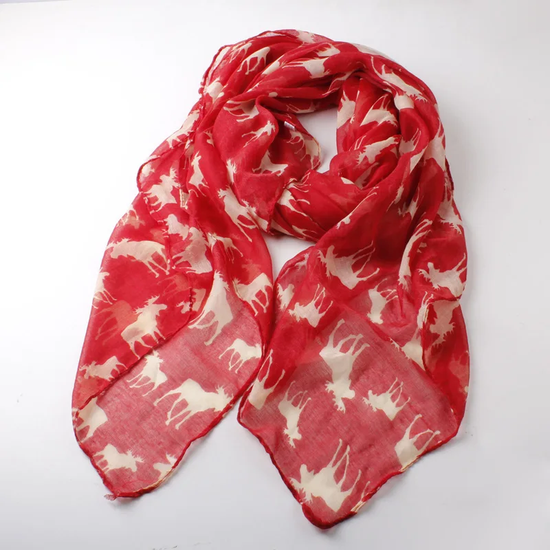 Дизайн Мода животное Американский Лось печати шарф Горячая Распродажа Зимний шарф большой размер Вуаль шарф - Цвет: red