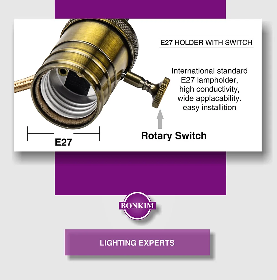 Ретро винтажный держатель лампы Эдисона E27 лампы металлический корпус лампа подвесной светильник ing разъем потолочный светильник Кабель-адаптер с переключателем