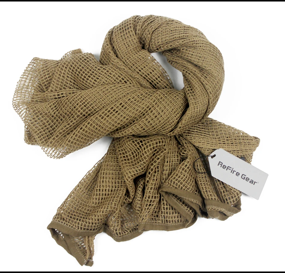 ReFire Gear Arab Military Tactical Mesh Scarf Men US Army Soldiers Combat Camouflage Scarves Conceal Camo Shawl Veil Scarf 190cm mens head wrap bandana