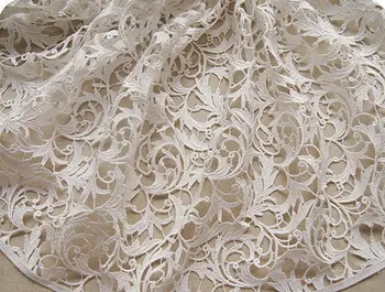 

venice lace fabric, Ivory lace with floral leaves, bridal lace fabric, 5 yards, vlf005