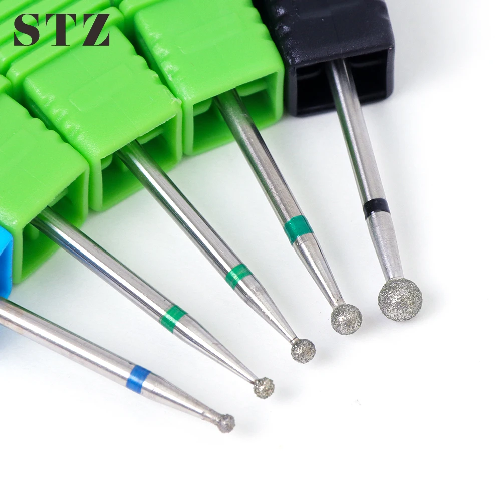 

STZ 5 Size Round Head Diamond Nail Drill Bits Rotary Bur Cuticle Milling For Manicure Electric Nail Art Accessory Tools JG01-05