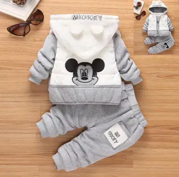 

1-4Year boy clothes baby girl clothes 3 piece of set ,baby clothing set winter new style snowsuit Cartoon Minnie clothing set