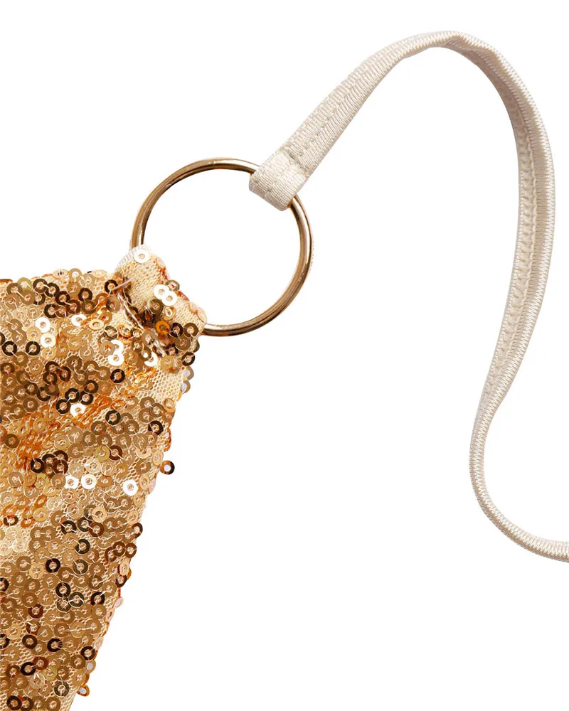 2018 Sequin Bikini Set Sexy Halter Push Up Bra Swimwear Women Bikini (8)