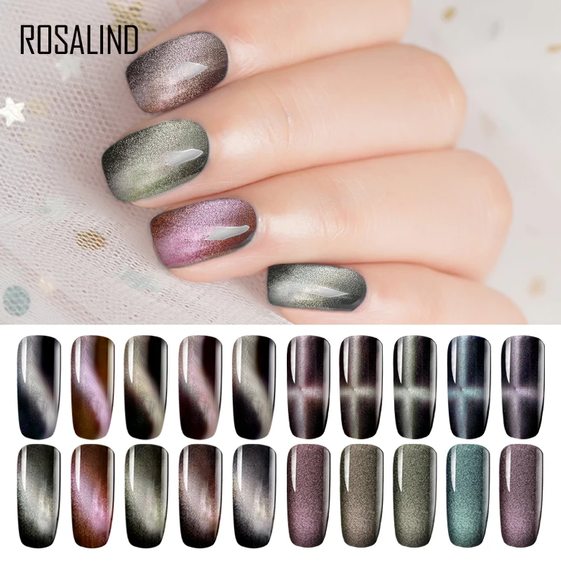 ROSALIND 5D Гель-лак с эффектом "кошачий глаз" Vernis Полупостоянный лак Гибридный Магнитный впитывающий Светодиодный УФ-гель для ногтей для дизайна ногтей