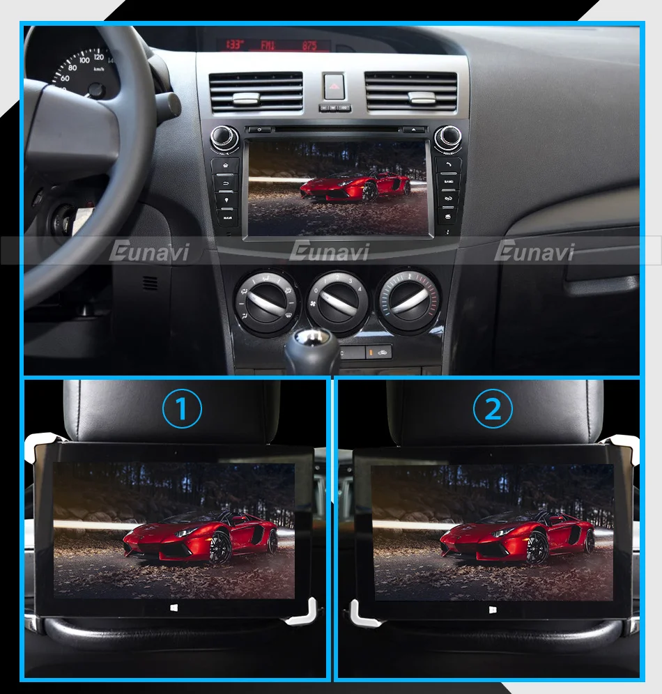 Excellent Eunavi 8" HD Screen 2 din Android 9.0 Quad Core Car DVD Player for 2010 2011 2012 2013 MAZDA 3 stereo radio GPS Navigation wifi 17