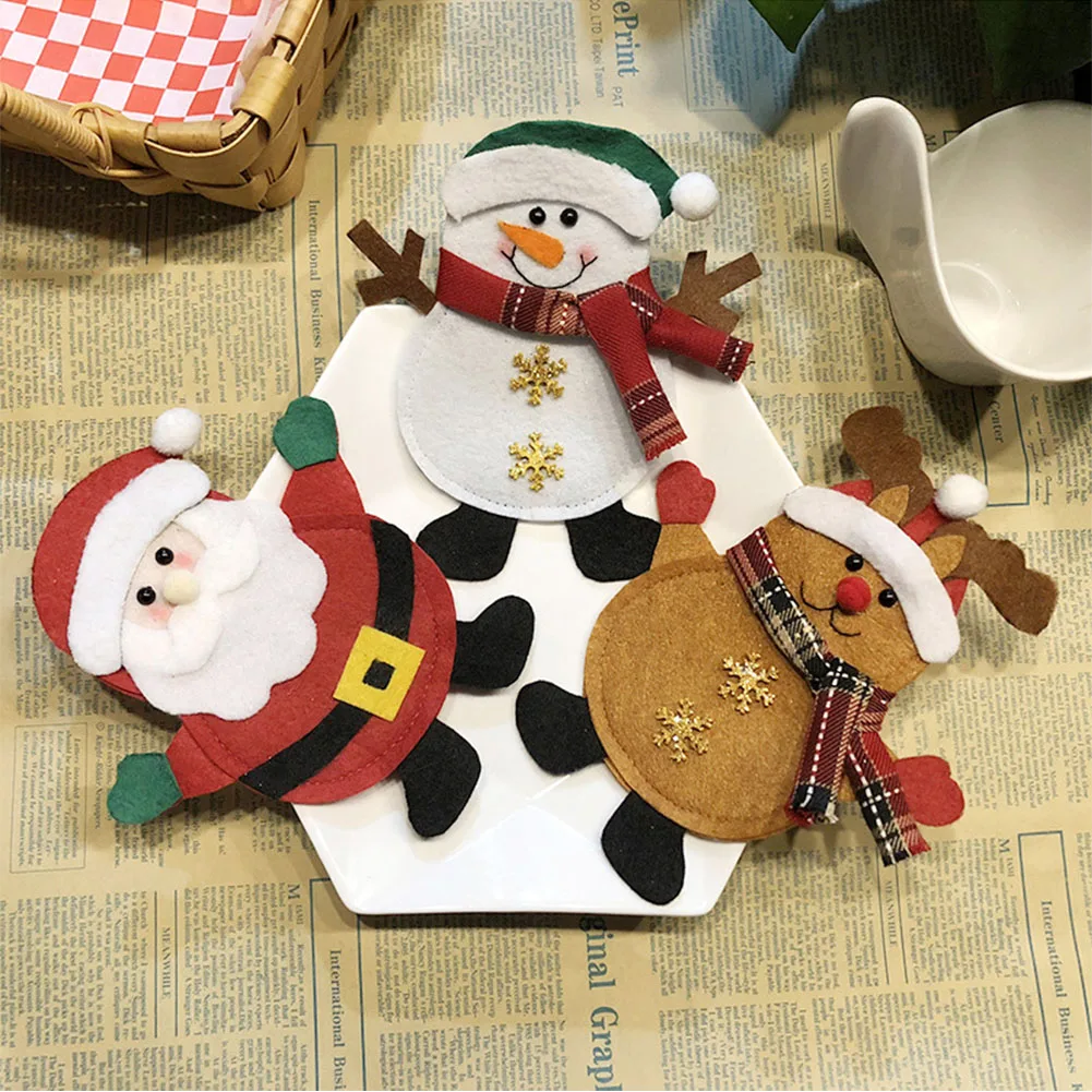 6 цветов рождественские украшения держатели для серебра Санта Клаус Снеговик Лось вилка кармашки для ножей декор для обеденного стола украшение дома