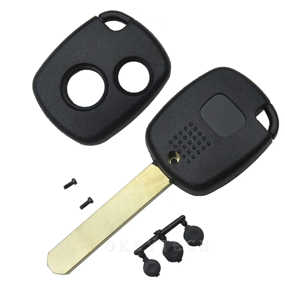 OkeyTech 1/2 кнопочный ключ-транспондер с пластиковой кнопочной накладкой без выреза для Honda CR-V Odyssey Fit City Civic Accord