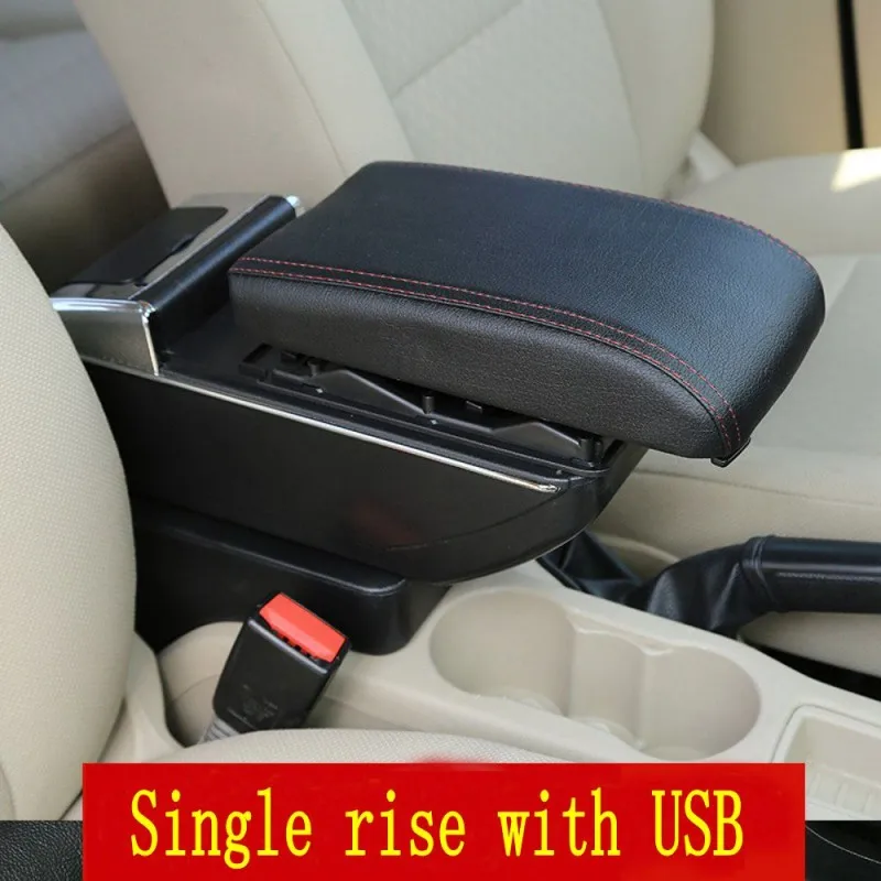 For Honda Fit Jazz hatchback armrest box central Store content Storage box with cup holder ashtray USB interface 2004-2007