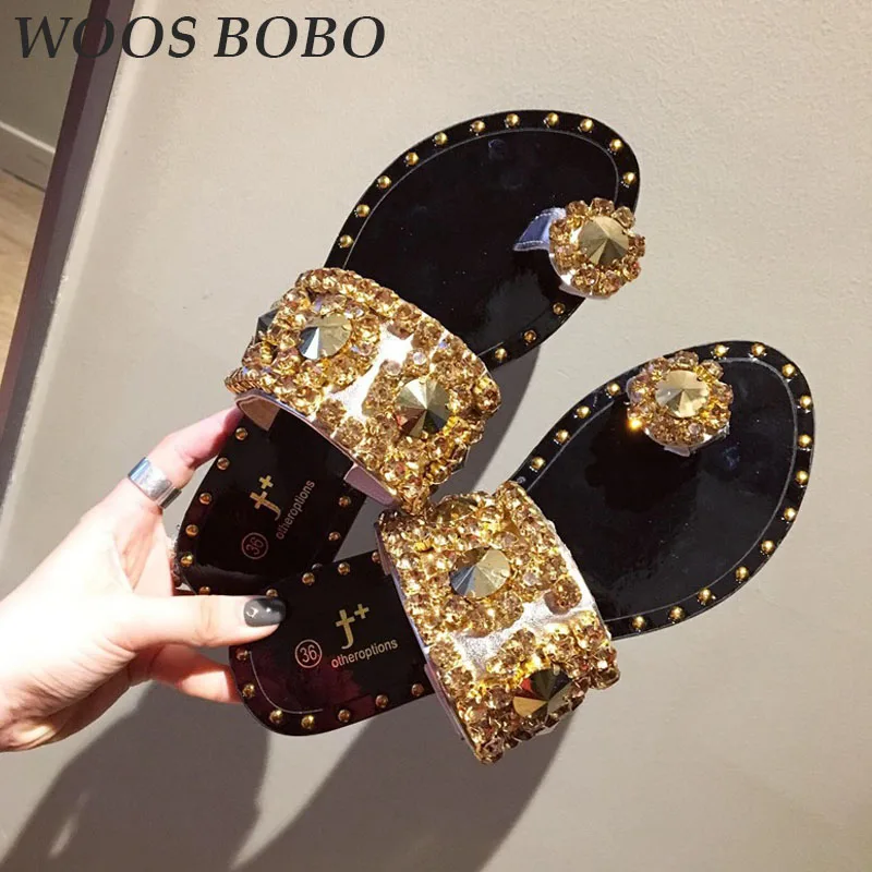 

BOBO New Open Toe Sexy Flip flops Casual Fashion Summer Sandals Toe ring Concise Womens Rhinestone Girl Party Sandals Shoes 2019