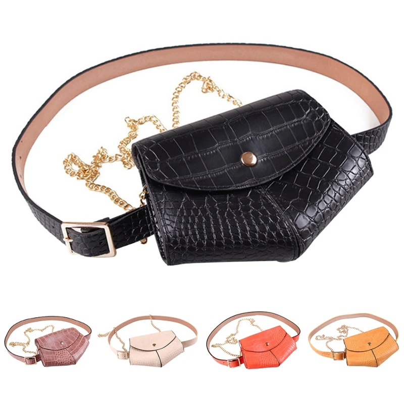 

Fashion Snake Women's Belt Bag PU Mobile Phone Bag Crocodile Decorative Belt Waist Bag Shoulder Messenger Chain Bag For The Belt