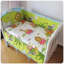 Промо-акция! 6 шт., Комплект постельного белья для малышей, детская кроватка, комплект из хлопка, украшение для постельного белья(бампер+ простыня+ наволочка