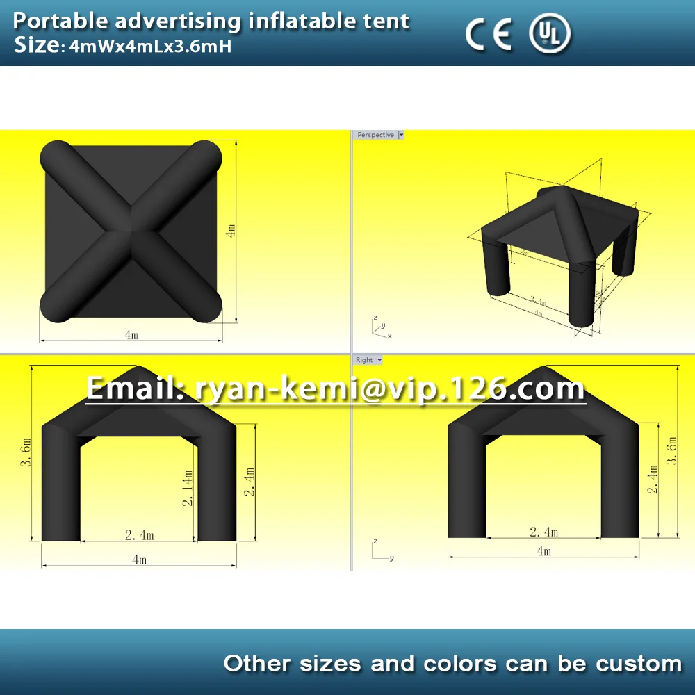 13ft 4 м портативная рекламная надувная палатка надувной навес надувная выставка складная палатка с CE/UL воздуходувка