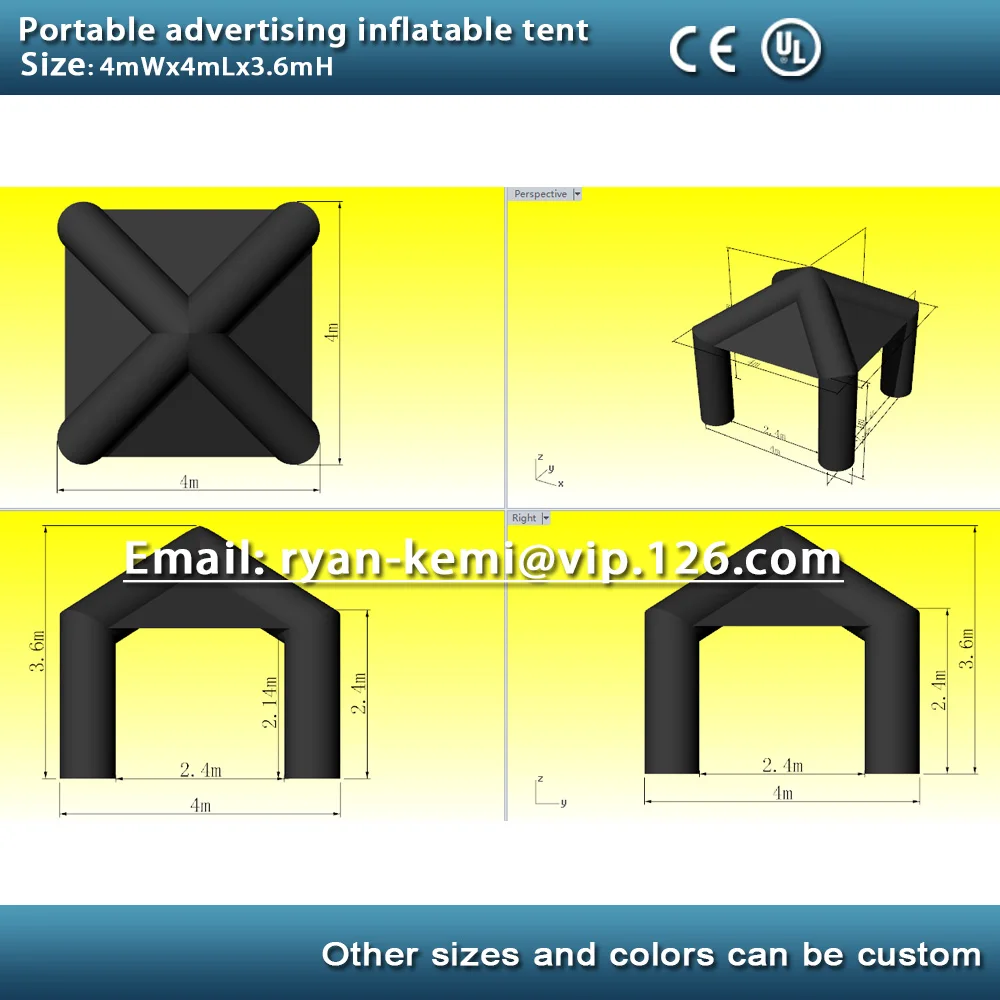 13ft 4m portable advertising inflatable tent inflatable canopy inflatable exhibition trade show tent with CE/UL blower 2