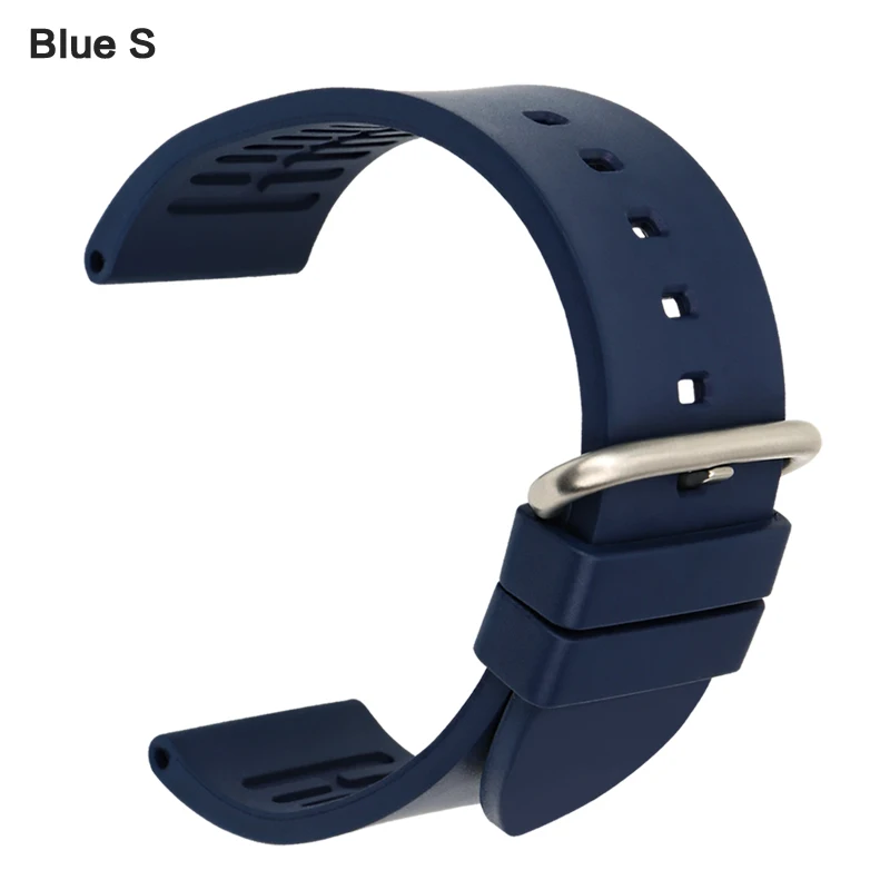 Аксессуары для часов MAIKES, спортивный ремешок для часов 20 мм, 22 мм, 24 мм, ремешок для дайвера, коричневый фтороресцентный резиновый ремешок для часов Fossil - Цвет ремешка: Blue S