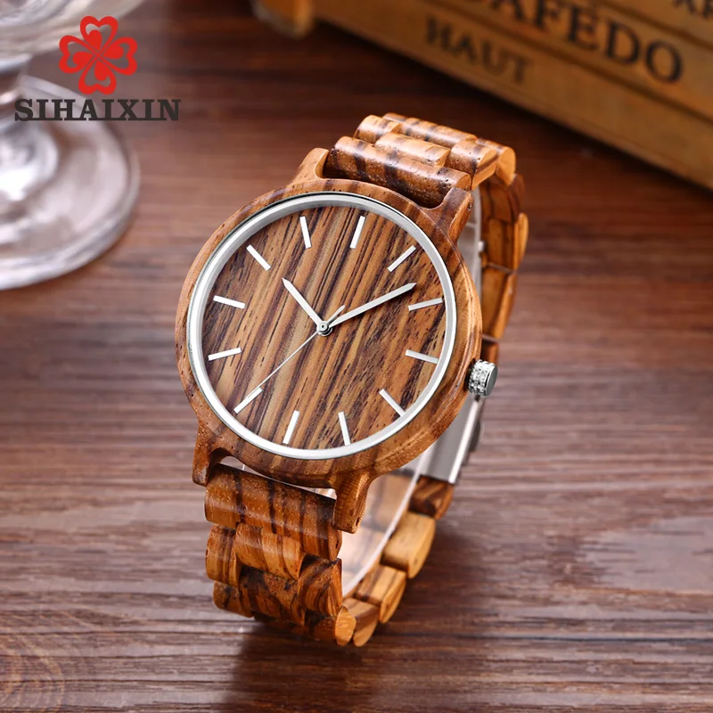 Ceny SIHAIXIN rocznika drewniany zegarek męski Sport prosty drewniany zegarek na rękę męski quartz z wszystkie bambus zegarek z paskiem mężczyźni relogio