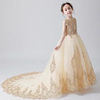 

God Dresses Pyrotechnics Evening Ball Gowns Kids Flowers Bow Holy Communion Dresses Prom Vestidos for Girls