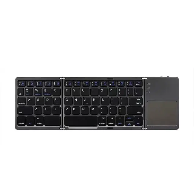 Folding Touch Wireless Bluetooth Keyboard Aluminum Foldable Universal Travel Keypad for iphone ipad PC tablet samsung amazon 1__ICO4666 (2)
