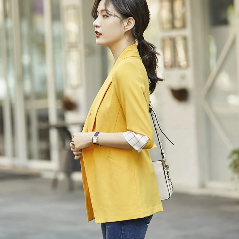 women blazer Spandex blazer mujer 2019 Solid color turn down collar slim Seven-quarter sleeve vogue blazer New arrive fashion