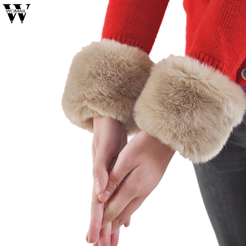 

Fashion Winter Warm Women's Faux Fur Wrist Warmer Slap On Cuffs
