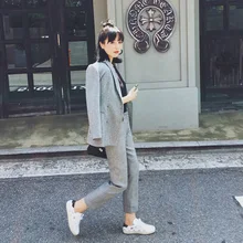 Set female 2019 spring and autumn new temperament was thin and thick double-breasted suit jacket fashion pants two-piece Set female 2019 spring and autumn new temperament was thin and thick double-breasted suit jacket fashion pants two-piece