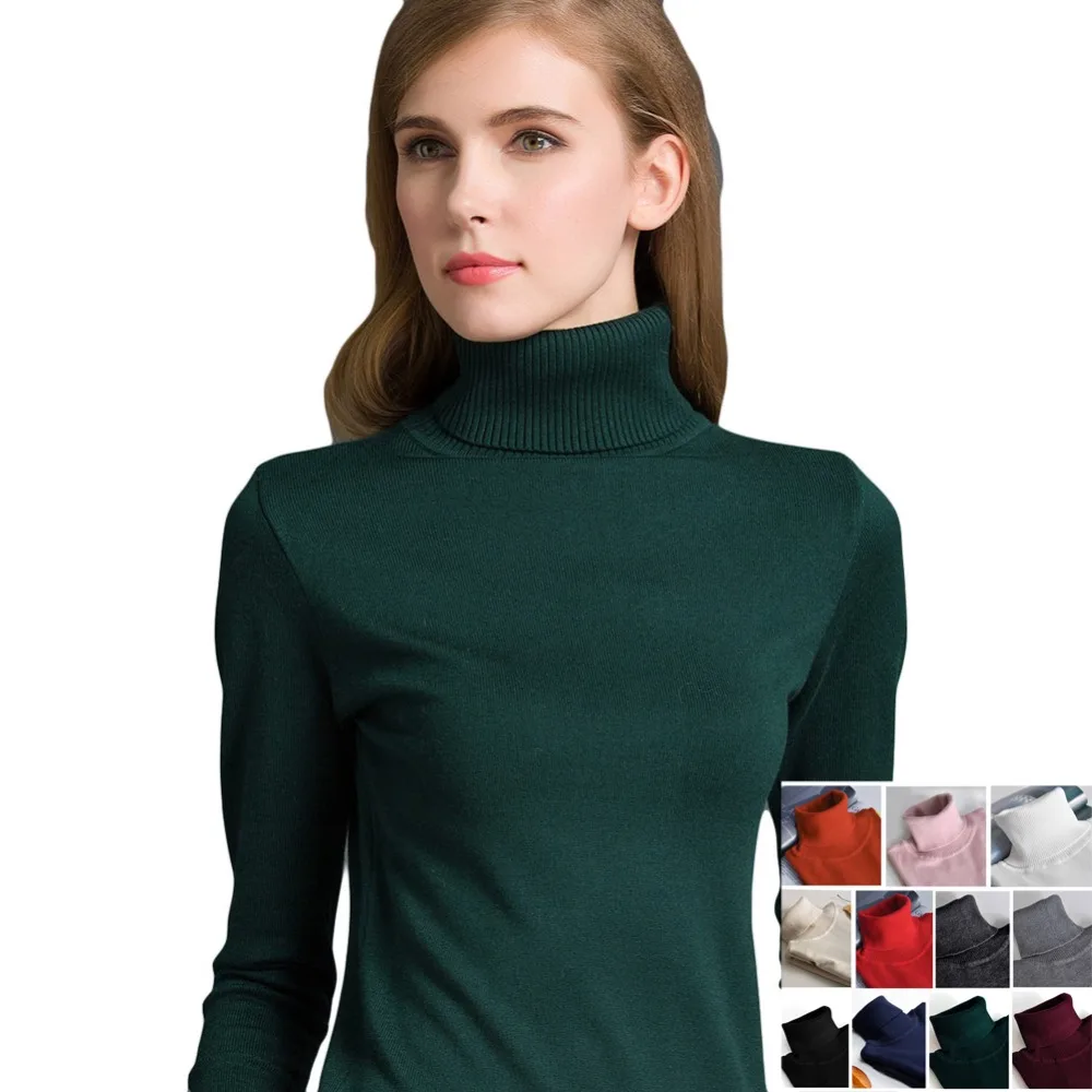 

2019 Autumn Winter Women Pullovers Sweater Casual Jumpers Fashion Slim Turtleneck Warm Sweaters Long Sleeves Ribbed Knitted Tops