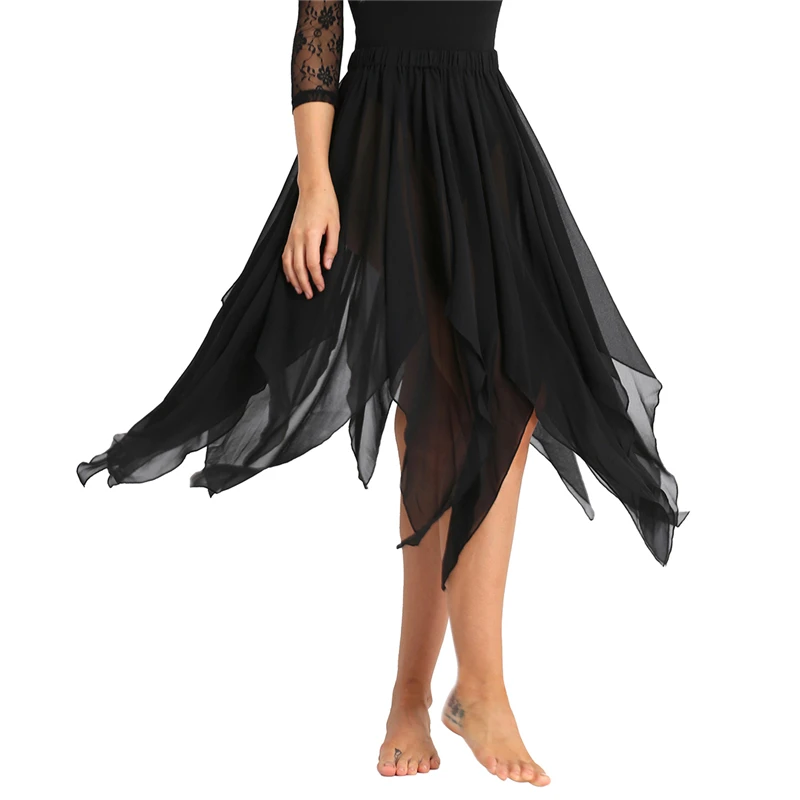 IIXPIN Женская Асимметричная юбка для танца живота, 13 панелей, шифоновая юбка с разрезом по бокам, для взрослых, для выступлений, танцевальный костюм юбка, костюмы для танца живота