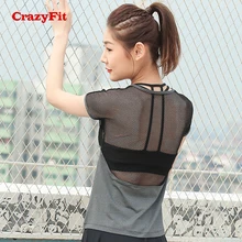 CrazyFit открытая футболка женский спортивный топ для фитнеса женская одежда Для Бега Спортзала топы для тренировки рубашка Спортивная одежда Топ для йоги