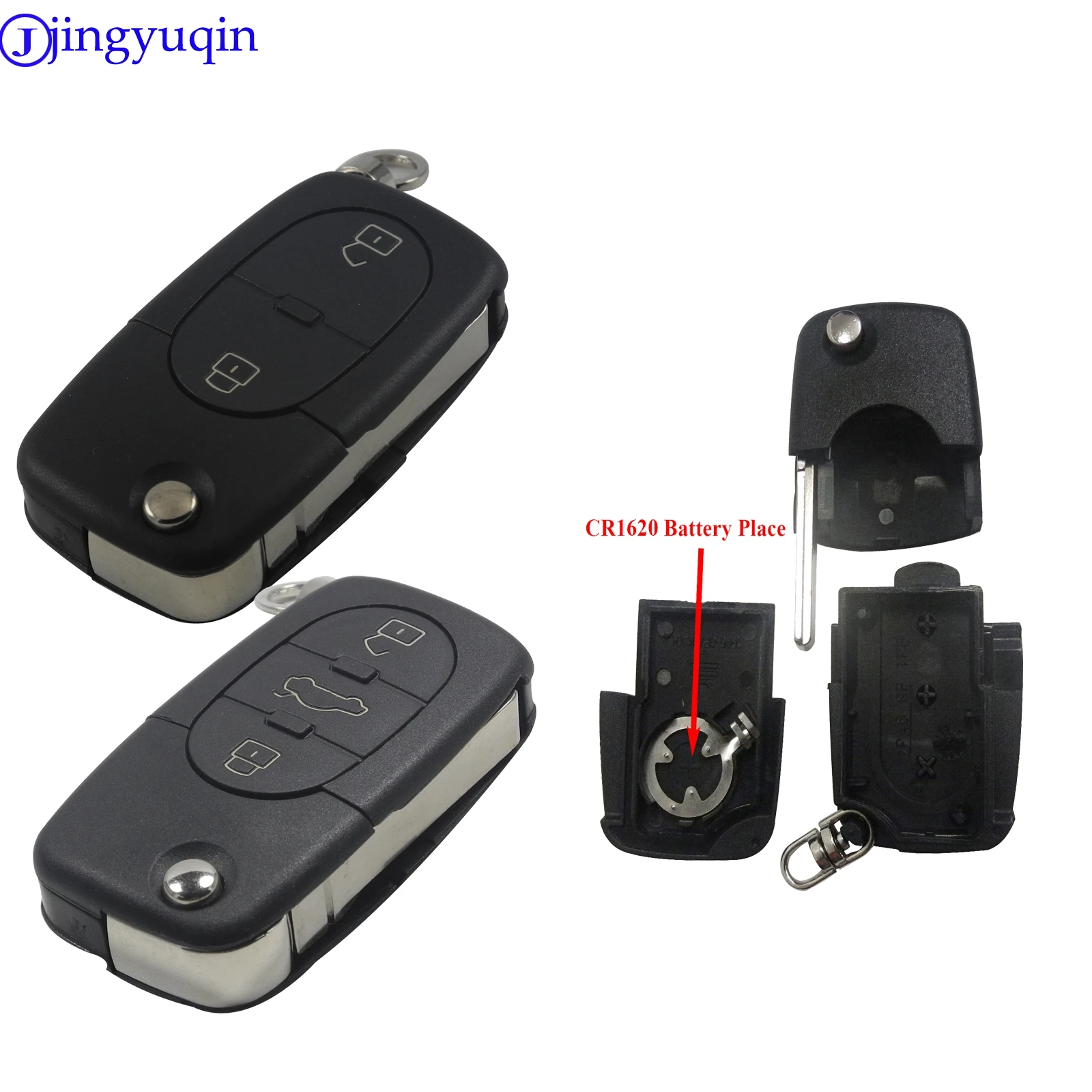 

jingyuqin 2/3 Buttons Flip Remote Car Key Shell Styling For Audi A2 A3 A4 A6 A8 TT Fob Case Cover CR1620