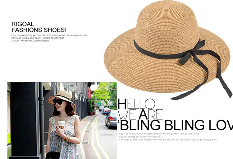 Шляпа женская Соломенная с лентами и бантом YY0097|sombrero de sol|girls summer hatsstraw hats women |