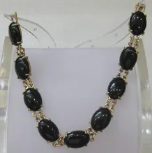 Envío rápido de La Joyería Fina 10X14 MM Cuentas de ágata Negro Pulsera