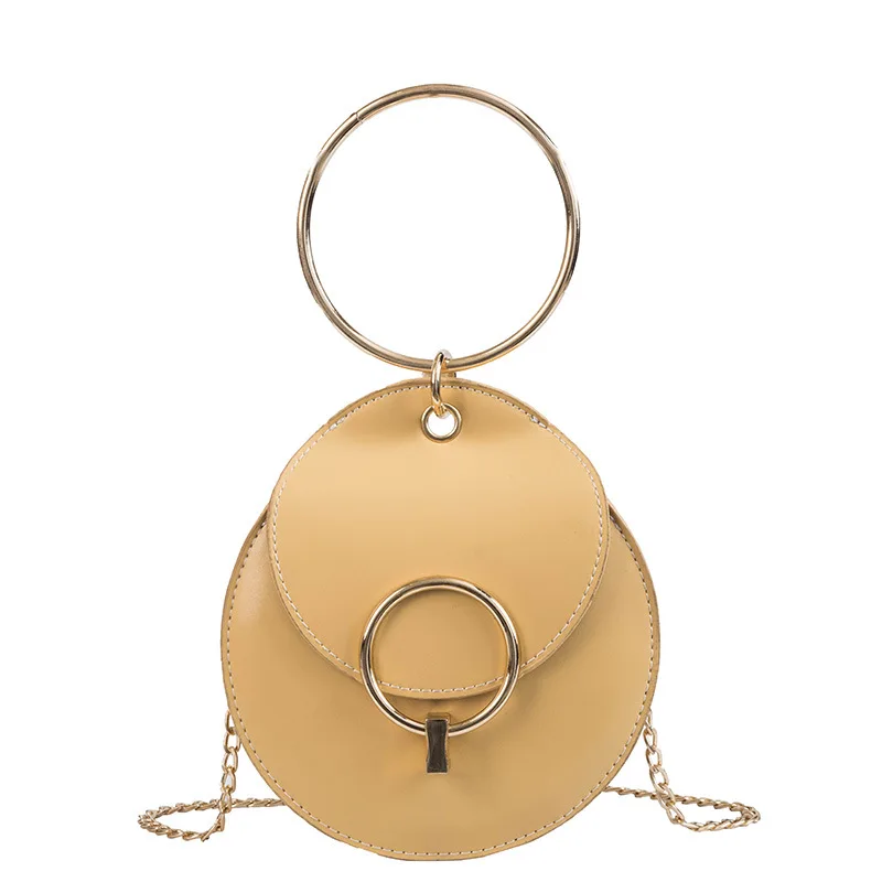 Мини-сумка-тоут с металлическим кольцом летняя модная новая качественная женская дизайнерская сумка из искусственной кожи с замком и цепочкой через плечо - Цвет: yellow