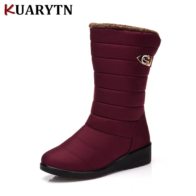 

Winter Women Boots Mid-Calf Down Boots Female Waterproof Ladies Snow Boots Girls Winter Shoes Woman Plush Insole Botas Mujer
