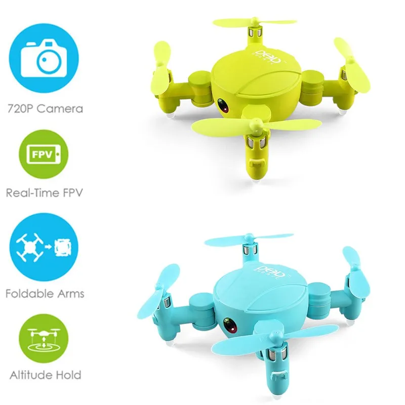 

NEW Mini Pocket Drone WIFI FPV 720P Camera Altitude Mode RC Drone Quadcopter Green Blue For Kids Gifts RC Toys