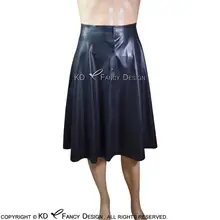 Черная сексуальная однобортная латексная юбка с пуговицами Резиновая лента DQ-0013