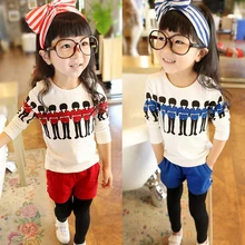 Children with two girls long-sleeved casual T-shirt suit clothes F D370 han edition of new fund of 2016 autumn girl