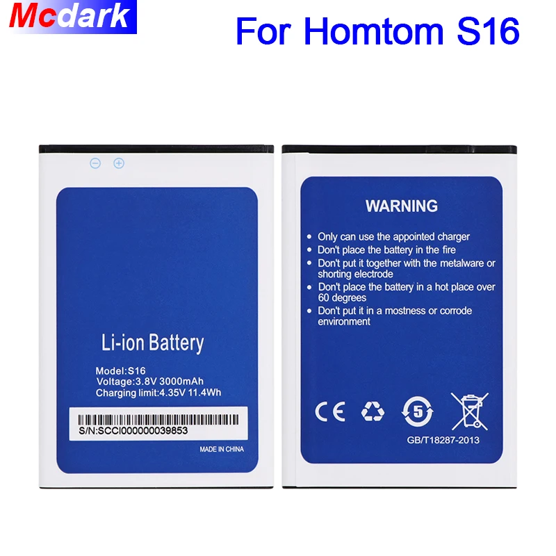 Mcdark 3000 мА-ч для Homtom S16 Батарея мА/ч. аккумулятор аккумуляторная батарея AKKU ACCU PIL