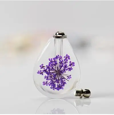 

1pcs Individuality Natural Necklace Pendant Glass Real Dry Flower screw cap locket Bottle Jewelry trinket bijoux necklace gifts