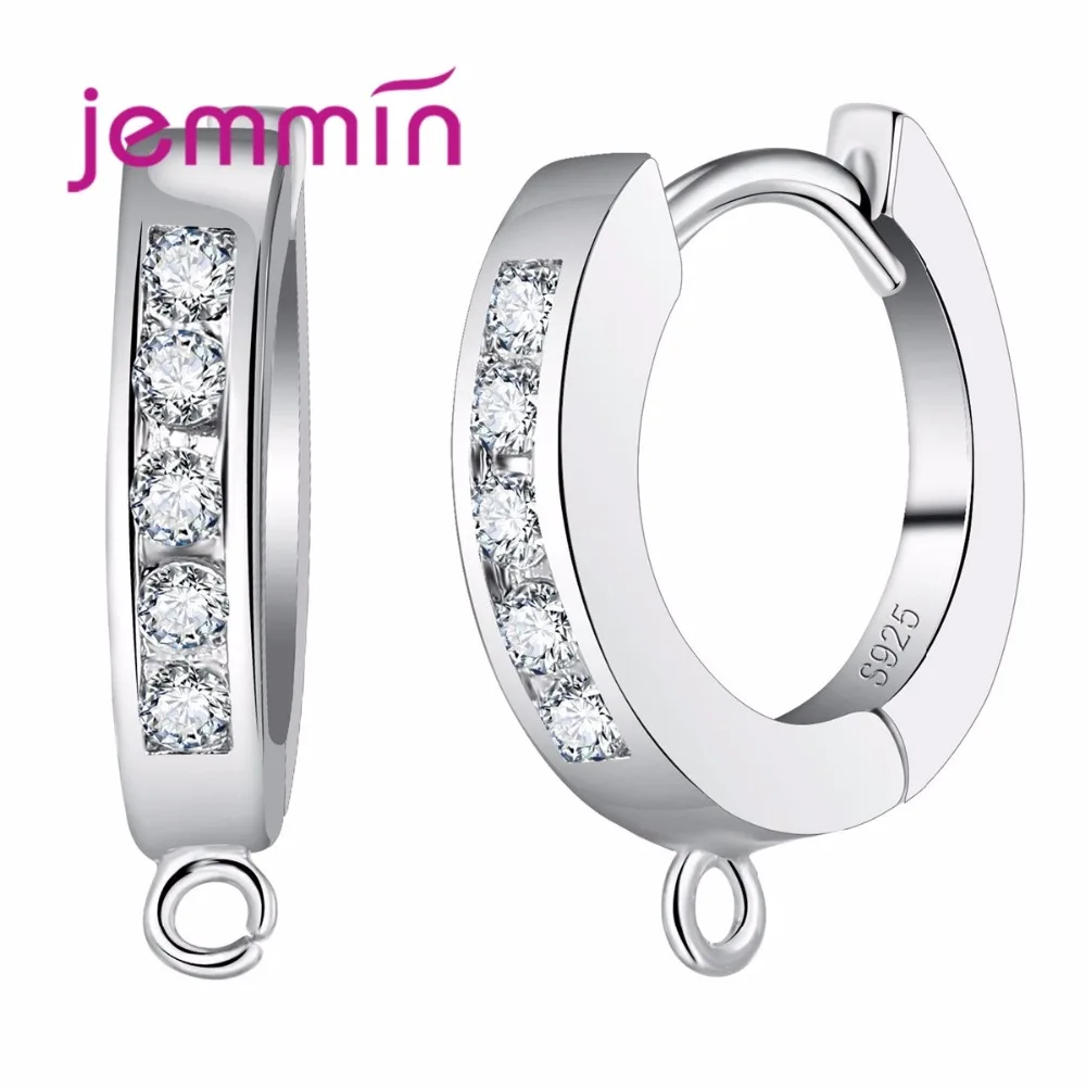 

Jemmin Round Shape Fine Earrings Inlayed Micro Clear Crystal For Women Party Making DIY Findings Compenates Jewelry