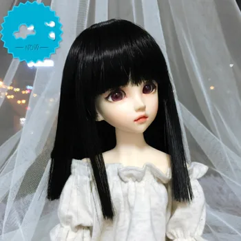 

1/3 1/4 BJD doll wig giant baby black straight hair